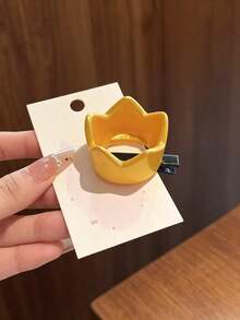 2PCS Cute Yellow Crown Hair Clips, Women's 3D Cartoon Duckbill Barrettes, Versatile Bangs & Flyaway Hair Accessories - Multicolor - View 3