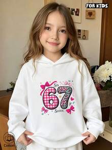 Kids Cute Loose Fit Hooded Sweatshirt With Leopard Print Butterfly Bow Digital 67 - Breathable Casual Pullover For Spring Autumn Daily Wear - White - View 3