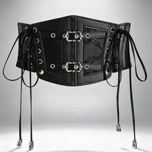 1pc Women's Renaissance Accessory Dark Gothic Style Fashion PVC Leather Harness, Suitable For Halloween, Carnival Party Or Daily Wear - Black - View 12