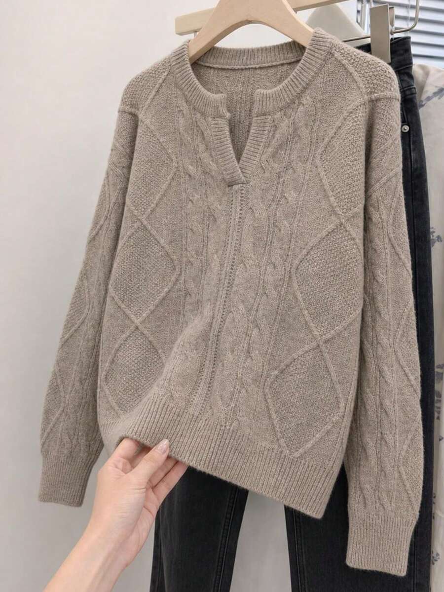 JIANHU Cozy Textured Knit Pullover For Fall & Winter | Soft Cable ...