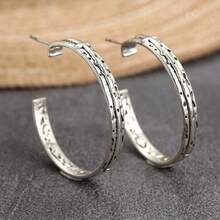Vintage Copper Ring Earrings, Faith Jewelry Handmade Earrings - Silver - View 2