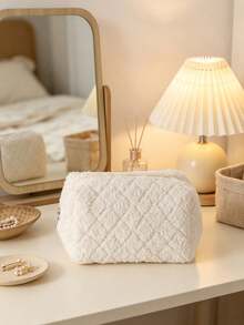 1pc Japanese Minimalist Soft Makeup Storage Bag, Solid Color Soft Fabric Cosmetic Bag Set, Casual Style Suitable For All Seasons, Women's Daily Travel Bathroom Toiletry Storage Bag, Home And Outdoor Universal - Multicolor - View 13