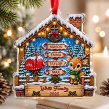 Custom Family Reindeer Christmas Ornament, Personalized 2-4 Names Winter Cabin Sign, Festive Holiday Style, Customized Christmas Wall Decor, Customizable Family Keepsake, Christmas Tree Hanging Decor, 2026 Holiday Gift, Candy Cane Name Tag, 2D Flat - Style D - View 6