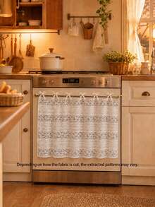 Vintage Beige Lace Oven And Dishwasher Cover, Polyester Kitchen Stove Cover With 6 Ties And Decorative Ruffle Trim, Farmhouse Bohemian Style Dust-Proof Decorative Cover, Suitable For Dishwasher, Oven, Sink And Entryway Shoe Rack - Beige - View 9
