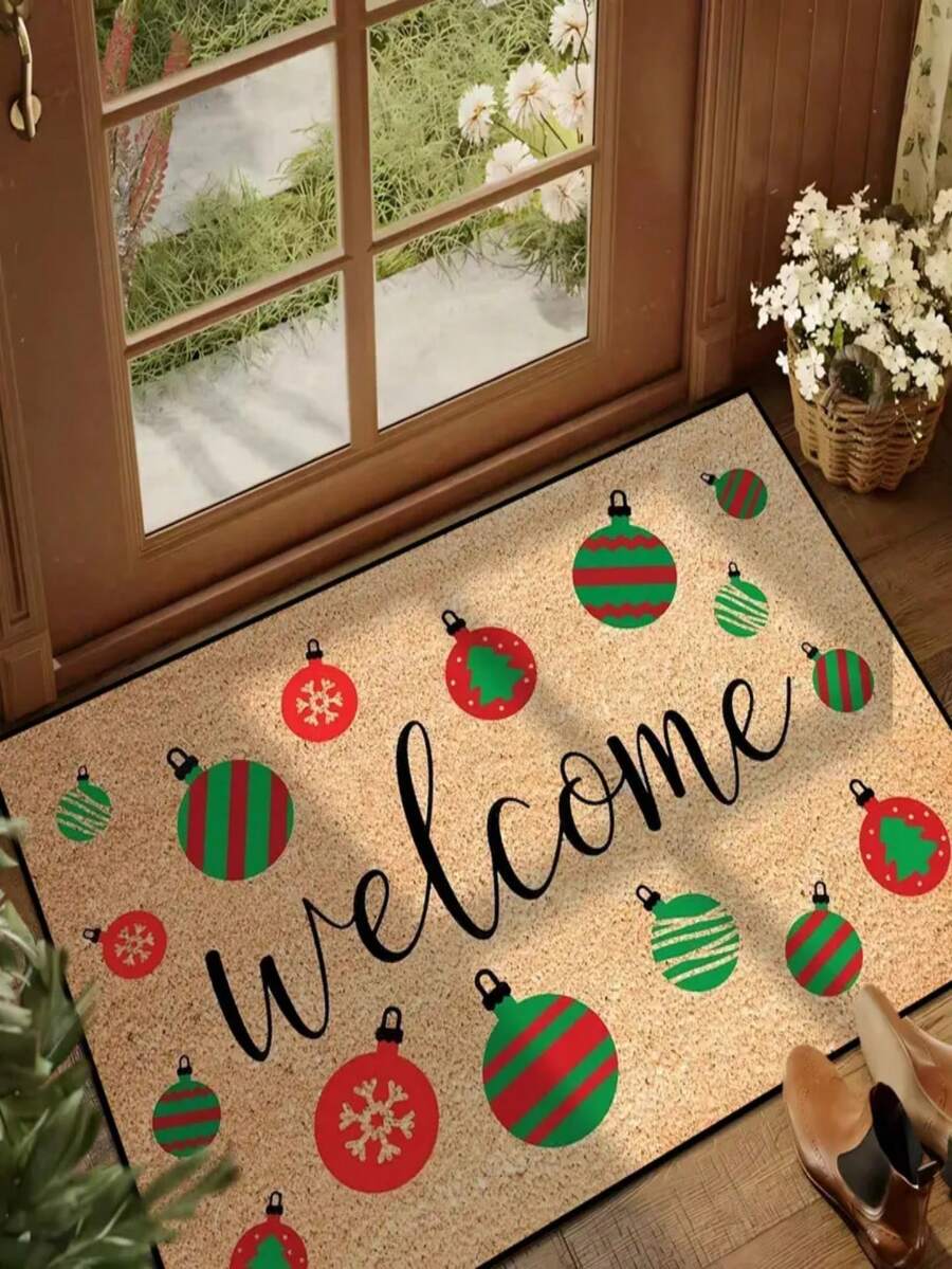 1pc New Cute Christmas Candy Letter Rug, Suitable For Living Room, Bedroom, Indoor - Machine Washable - Flannel Material, Soft Texture, Skin-Friendly, No Pilling, Easy Care, Odorless - Perfect For Home Decor, Room Decor, Living Room Rug, Bedroom Rug, Bathroom Rug, Kitchen Rug, Area Rug, Hotel Decor - Area Rug, All Season - Multicolor - View 1