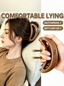 1pc Customized Silicone Curved Hair Claw Clip, Large Non-Slip Hollow Hair Clip, Comfortable No-Pressure Hair Accessory, Women's Fashion Neutral Color - Multicolor - View 6
