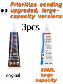 1/2/3件 50ml/60ml 強力可水洗布料膠，適用於縫紉、DIY手工與衣物修補，透明膠水，無需針線，附精準噴嘴，適用於柔軟不織布，居家日常使用（升級版優先） - 彩色 - 查看 8