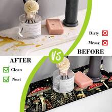 1pc Mushroom Pattern Sink Faucet Absorbent Mat, Drainage Pad, Suitable For Kitchen, Bathroom Sink, Countertop, Drainage Pad, Diatomaceous Earth Material, Trimmable, Quick Drying Mat - Multicolor - View 7