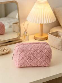 1pc Japanese Minimalist Soft Makeup Storage Bag, Solid Color Soft Fabric Cosmetic Bag Set, Casual Style Suitable For All Seasons, Women's Daily Travel Bathroom Toiletry Storage Bag, Home And Outdoor Universal - Multicolor - View 12