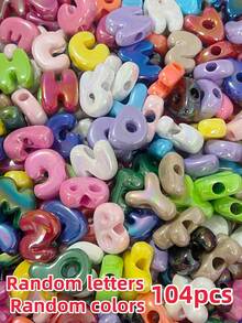 104 piezas de cuentas acrílicas de colores del arcoíris, cuentas decorativas multicolor con cuentas de letras mezcladas al azar, adecuadas para la fabricación de joyas DIY, cadenas de teléfono, llaveros, clips para zapatos, decoraciones de bolsos, accesorios para pulseras, collares y aretes - Multicolor - Ver 17