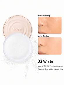 FOMIX Loose Powder With Puff, Oil-Control Soft-Focus Face Powder, Lightweight Fine Matte Finish, Long-Lasting Sweat-Resistant Setting Powder, Pore-Blurring Transparent Powder, Suitable For Oily Skin, Daily Makeup And Touch-Ups - 02#White - View 1
