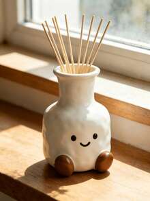 Adorable Smile Face Cartoon Reed Diffuser Bottle, Cute Sitting Design Empty Aroma Bottle, Decorative Tabletop Vase For Bedroom Living Room Home Decoration - Face Aroma Diffuser Bottle - View 6