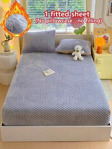 1pc Thick Soft Faux Rabbit Fur Fitted Mattress Cover (Single Fitted Sheet), Warm To The Touch, Breathable And Moisture-Wicking, Deep Pocket Elastic Fitted Sheet, 360° Non-Slip Mattress Cover, Perfect For Bedroom Decor, Easy To Remove And Machine Washable - Premium Grey - View 3