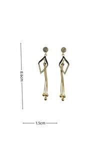 1 par de pendientes largos con borlas geométricas, elegantes y únicos, adecuados para el uso diario de las mujeres - Negro - Ver 5