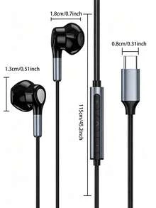 Headphone In-Ear Berkabel YUAOVCQ, Antarmuka 3.5mm atau Type-C, Nyaman Dipakai, Kompatibel dengan Smartphone, Komputer, Konsol Game, Tersedia dalam Warna Hitam dan Putih - View 12