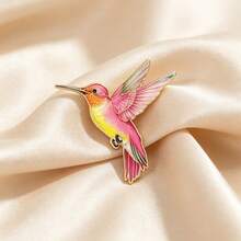 1pc/4pcs Healing Style Creative Colorful Hummingbird Alloy Exquisite Lively Backpack Pin Brooch Enamel Printed Bird Badge Gift - Multicolor - View 8