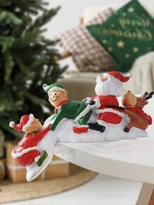 1pc Reindeer Christmas Resin Ornament Cute Helper Christmas Miniature Indoor Craft Decoration - A - View 2