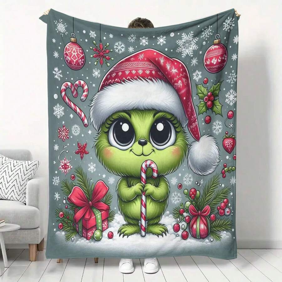 The Grinch بطانية فلانيل خضراء بتصميم وحش، بطانية فلانيل ناعمة ودافئة وسميكة للشتاء، بطانية قيلولة مكتبية بتصميم شخصية كرتونية أنمي لطيفة، بطانية دافئة للتخييم في الهواء الطلق، بطانية مرتبة دافئة للشتاء، بطانية أريكة، بطانية سفر، بطانية سرير، بطانية تكييف هواء، بطانية شال دافئة لمقعد السيارة، هدية عيد الميلاد للعائلة والأصدقاء، زي هالوين - متعدد الألوان - مشاهدة 1