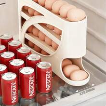 1pc/Automatic Sliding Design Refrigerator Stackable Egg Storage Rack, Large Capacity Maximizes Space Utilization, Transparent PP Material, Keeps Fresh And Saves Kitchen Storage Space - Multicolor - View 5