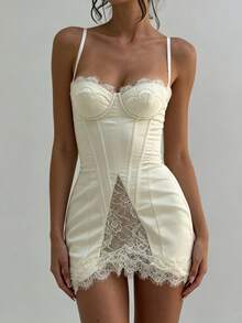 Women Short Dresses - Apricot - View 1