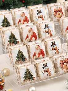 100pcs Vintage Style Christmas Gift Bags (Random Pattern Selection) - Featuring Santa Claus, Gingerbread Man And Snowman Designs - Perfect For Party Decoration, Holiday Ornaments And Holiday Gifting - Christmas Gift Bag - View 10