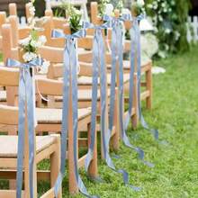 12pcs Satin Chair Sashes 4*200cm/1.57*78.7in Decorative Reusable For Holiday Celebrations, Aisle Chair Decor, Anniversary, Birthday Party, Photo Backdrop, Wedding, Graduation Ceremony - one-size - View 3