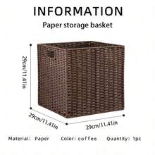 1個手工編織卡其色可折疊收納箱，衣物與玩具整理籃，正方形層架收納籃，客廳收納容器，臥室梳妝台收納桶，玄關雜物收納盒，多功能居家收納整理盒 - 卡其色 - 查看 16