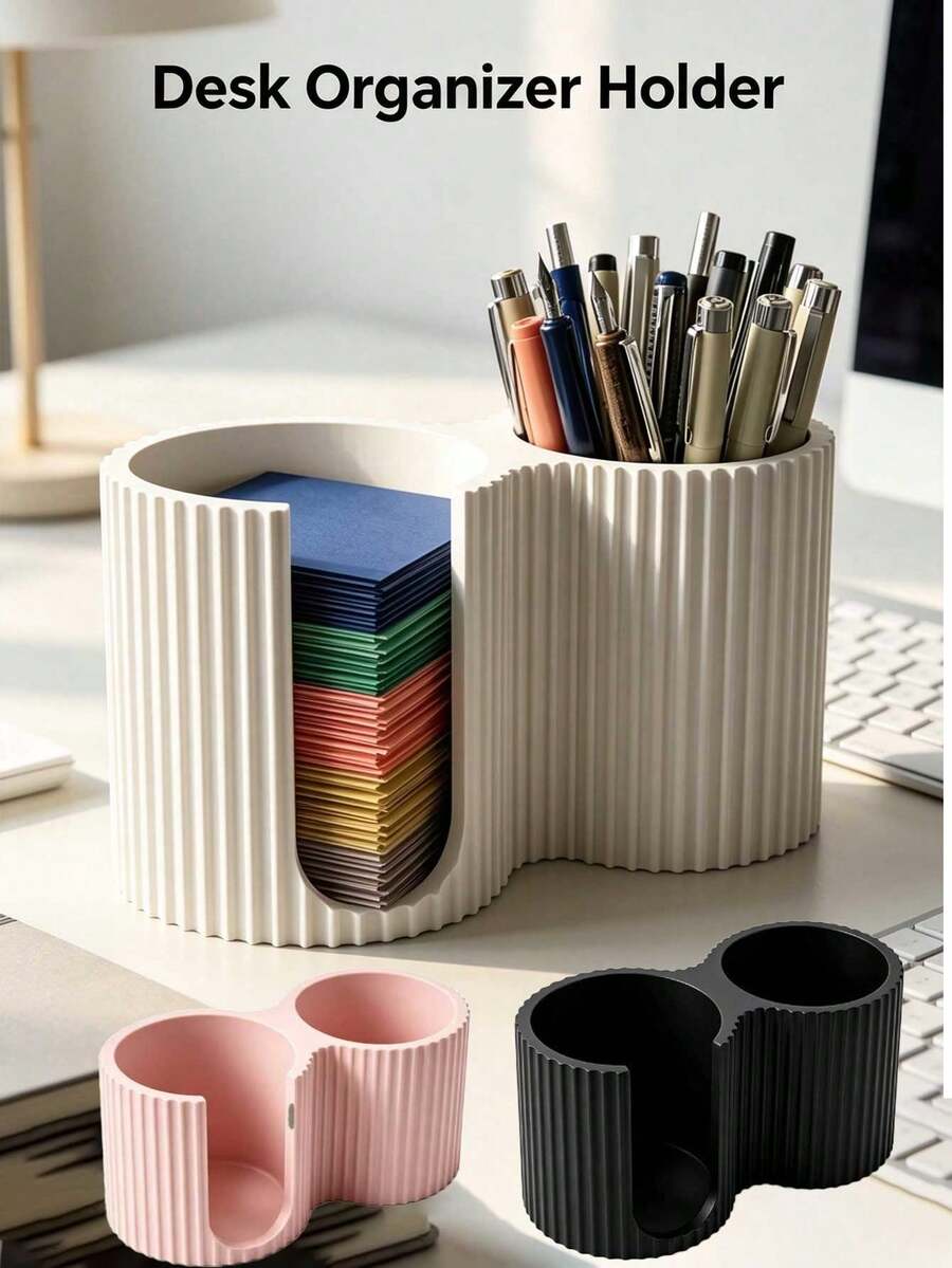 Dual‑Compartment Desk Organizer, Cotton Swab Storage Box,Multi‑Purpose Storage Holder, Desktop Makeup Pen Container For Home Office