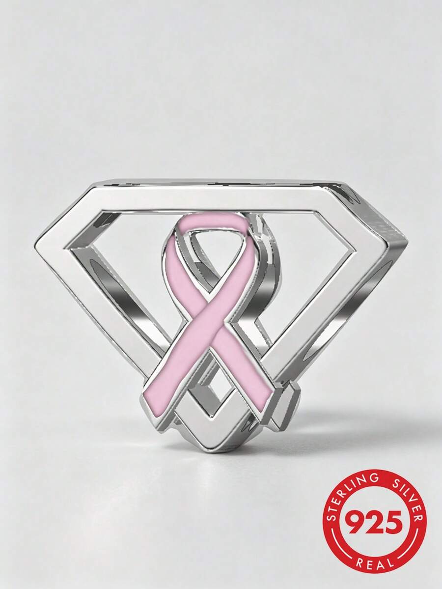 1 st elegant hänge i 925 sterlingsilver med rosa inverterad triangel, lämplig som födelsedagspresent till män och kvinnor - Silver - Visa 1