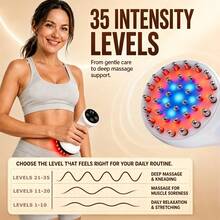 Lymphatic Detox Massager & Anti-Cellulite Massage Tool, Rechargeable Body Shaping Massager, Suitable For Legs, Arms, Abdomen, Thighs And Calves, Helps Reduce Stretch Marks And Cellulite, With Soothing Pulse, Red Light, Blue Light, Heat Therapy And Vibration Functions - White - View 7