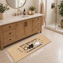 1pc Funny Cat Escape Pattern Print Faux Cashmere Kitchen Mat, Absorbent Kitchen Floor Mat, Kitchen Rug, Long Runner Mat, Sink Front Mat, Suitable For Kitchen, Bathroom, Entryway, Hallway, Laundry Room And Home Decor - Multicolor - View 13