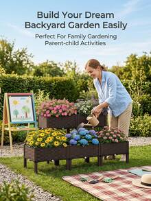 Outdoor Storage Box, Cabinet, And Shelf - 2 Pcs Square Raised Planter Box - View 4