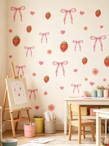 1 Set Self-Adhesive Wall Stickers, Strawberry, Butterfly And Flower Pattern, Suitable For Baby Room Decoration - Multicolor - View 7