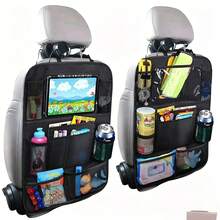 Car Seat Back Storage Organizer (With Mesh Pockets), Black Polyester Material - A - View 5