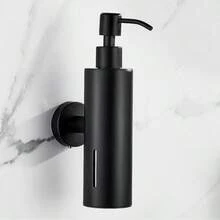 1件不鏽鋼圓形皂液器 可補充乳液瓶 壁掛式安裝 適用於肥皂、洗髮精、沐浴露與護髮乳 多用途 黑色 - 多色 - 查看 1