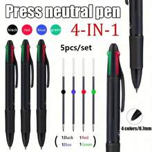 1/5 buah Pulpen Tinta Netral 4-in-1, Pulpen Ballpoint 4 Warna yang Dapat Ditarik, Tulisan Halus, Alat Tulis Desain Klip Saku Portabel, Cocok untuk Remaja, Pelajar, dan Pekerja Kantoran - Berbagai gaya - View 5