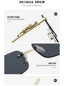 [HOYNI] Brand Design Fashion Rimless High-End Eyewear, Suitable For All Seasons, Elegant High-End Unisex Glasses, Fashion Gift - Fashion Accessory - Multicolor - View 8