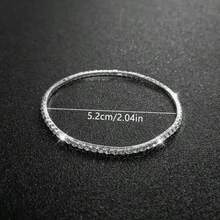 1pc Women's Rhinestone Tennis Chain Elastic Bracelet, Minimalist Casual Versatile, Suitable For Daily Wear, Date, Party And Casual Outfits - Multicolor - View 7