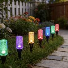 Vintage Cracked Glass Solar Stake Lights, Romantic Warm Light Pathway String Lights, Waterproof Fairy Style Outdoor Decoration, Suitable For Garden Walkway, Flower Courtyard Night Scene - Black - View 2