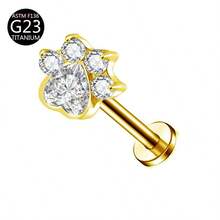 1pc G23 Titanium Internal Thread 1.0/1.2mm Butterfly, Flower, Heart, Cross Shape Piercing Stud Earring Cartilage Jewelry Suitable For Women's Daily Wear - Gold - View 31