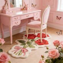 1pc Rose Flower Shaped Rug, Soft And Comfortable Bedroom Carpet, Washable Rug, Suitable For Front Door, Entryway, Hallway, Kitchen, Bedroom, Dorm, Dining Room, Skin-Friendly Rug, Living Room Carpet, Sofa Seat Rug, Area Rug, Creative Versatile Home Decor Rug, Large Living Room Rug, Bedroom Rug, Walk-In Closet Rug, Room Decor, Gift For Family And Friends - Multicolor - View 6