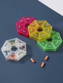Mini 7-Day Portable Pill Box: This 7-Compartment Storage Box Is The Ideal Choice For Organizing Medications. It Is An Ideal Travel Pill Box, Compact Pill Box, Portable Medication And Vitamin Storage Box. - Multicolor - View 2