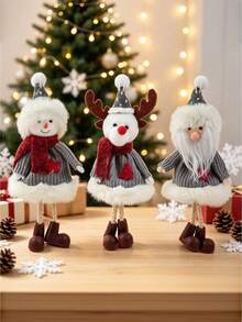1pc Christmas Tree Hanging Ornament, Knitted Fabric Christmas Pendant, Snowman Reindeer Santa Claus Design, Holiday Home Wall And Christmas Tree Decoration, Winter Party Decor - A - View 8