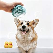 1pc Cat & Dog Bath Brush, Pet Grooming Deshedding Cleaning Massage Comb, Built-In Shampoo Dispenser, Dual-Use Dry & Wet Silicone Bath Brush, Gentle On Skin, Suitable For Pet Cleaning & Massage - Multicolor - View 8