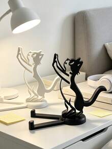 Cute Cat Shaped Plastic Phone Stand, Universal Desktop Phone Accessory, Suitable For All Smartphones, Hands-Free Lazy Design, Supports Dorm Live Streaming And Movie Watching, Perfect Cute Desktop Decoration Gift, Suitable For Women And Schools - Multicolor - View 2