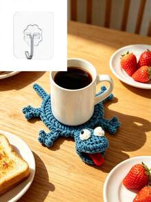Handmade Crocheted Lizard Coaster, Cute Animal Coaster & Small Storage Organizer, Creative Cartoon Yarn Coaster, Movable Head And Tongue, Fun Coffee Cup Coaster, Suitable For Outdoor Camping, Finished Product - Multicolor - View 9