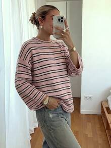VIBEWAVE Halloween Light Gray American Retro Casual Home Crew Neck Sweater Autumn/Winter Slouchy Dropped Shoulder Loose Wide Sleeve Premium Knit Top - Multicolor - View 7