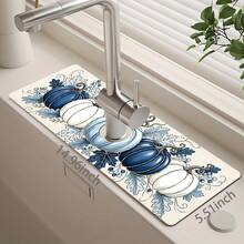 1pc Thanksgiving Sink Faucet Absorbent Mat, Multicolor Pumpkin Pattern, Drainage Mat, Suitable For Kitchen, Bathroom Sink, Countertop, Drainage Mat, Diatomaceous Earth Material, Trimmable, Quick-Drying Mat - Multicolor - View 11