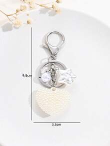 1pc Elegant Faux Pearl Heart Star Elephant Keychain, Bag, Earphone Case, Phone Case Accessory, Creative Gift - Multicolor - View 9