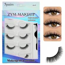 5 Pairs Self-Adhesive False Eyelashes, Pre-Glued Lightweight Strip Lashes, Use With Tweezers, Natural Voluminous Non-Exaggerated Curly Lightweight False Eyelashes, Suitable For Beginners, Press-On False Eyelashes, Faux Mink Fur Natural Effect, Reusable, Comfortable And Waterproof - Black - View 15